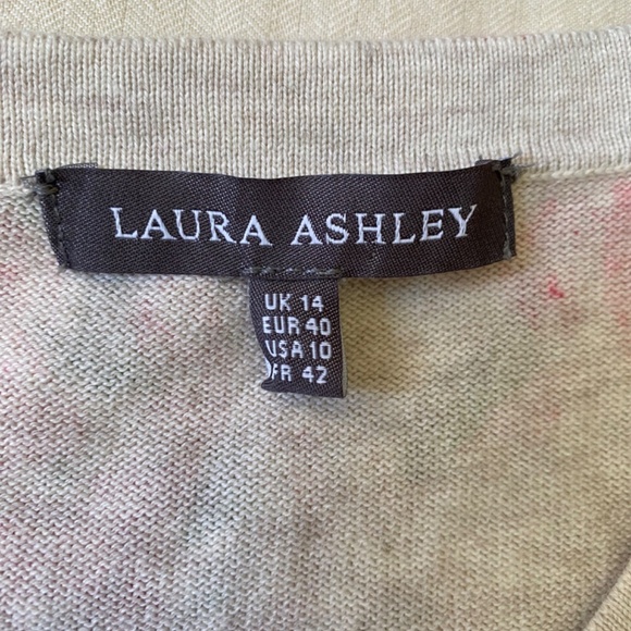 Laura Ashley Cotton Cardigan Sweater Pink Green Floral Cottagecore US 10 UK 14 - Picture 3 of 13